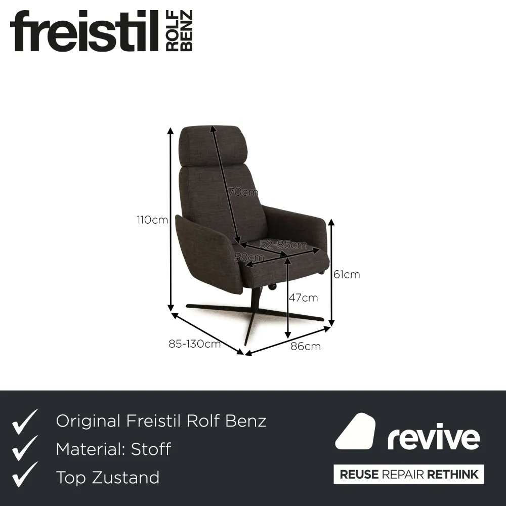 Freistil Rolf Benz 177 Stoff Sessel Grau manuelle Funktion