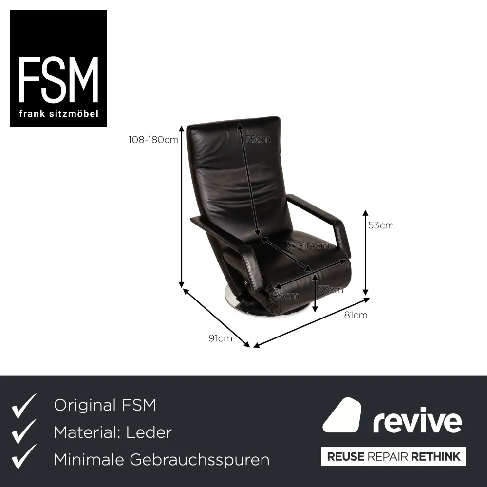 FSM Evolo Leder Sessel Schwarz Funktion Relaxfunktion