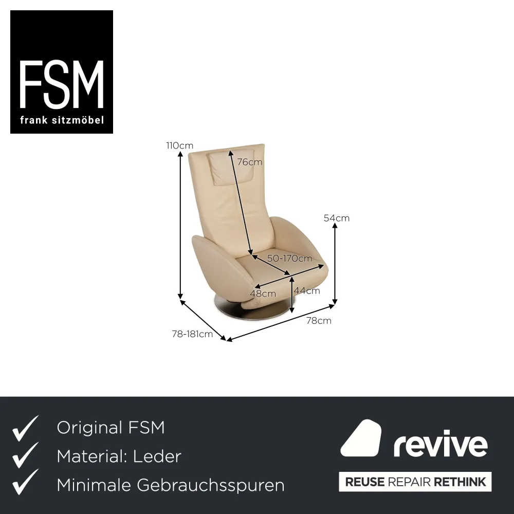 FSM Mate Leder Sessel Creme elektrische Funktion Akku