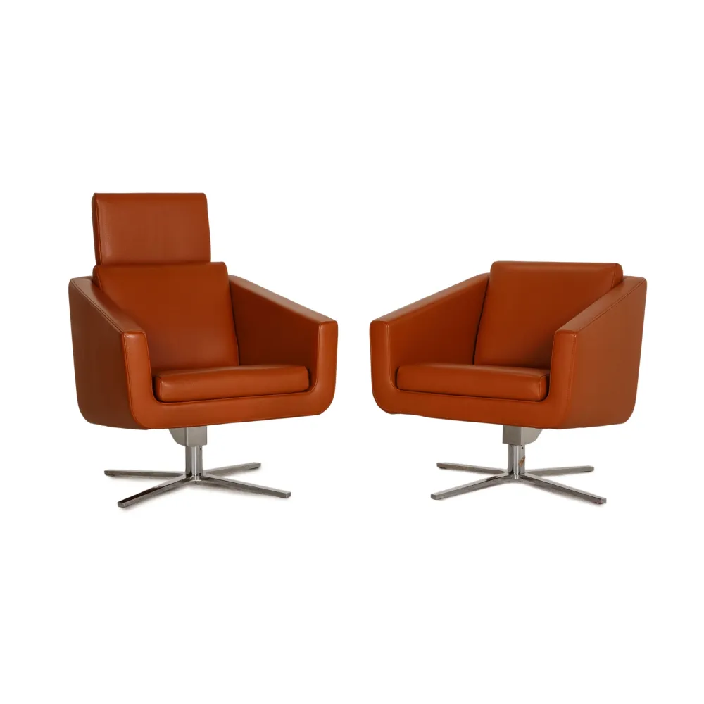 FSM Pavo Leder Sessel Garnitur Cognac