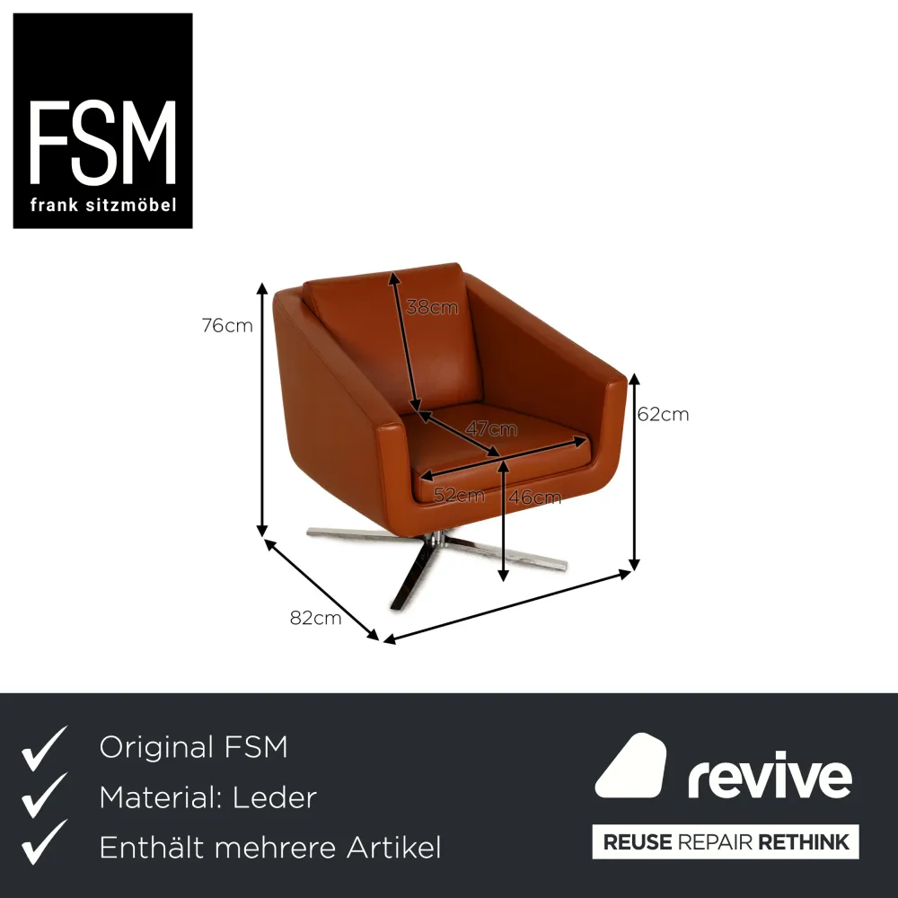 FSM Pavo Leder Sessel Garnitur Cognac