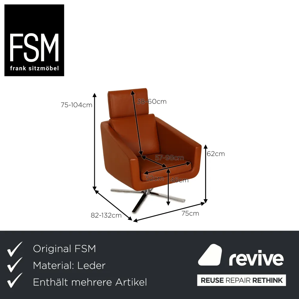 FSM Pavo Leder Sessel Garnitur Cognac
