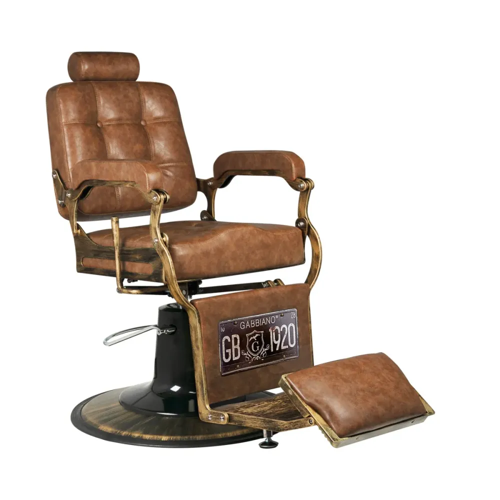 Gabbiano Friseurstuhl Boss Old Leder hellbraun
