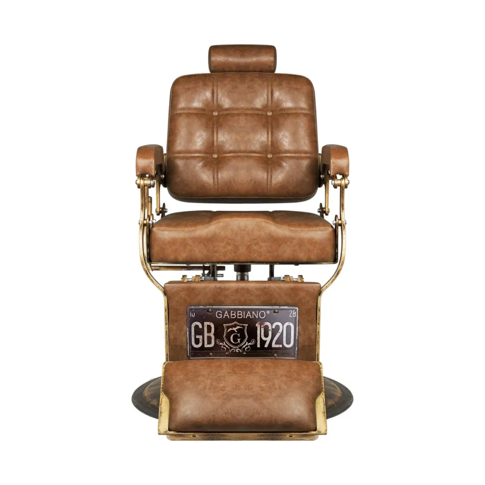 Gabbiano Friseurstuhl Boss Old Leder hellbraun