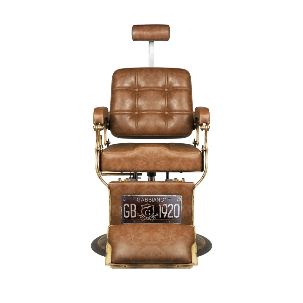Gabbiano Friseurstuhl Boss Old Leder hellbraun