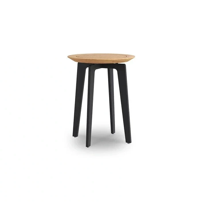 Gate Living Sidebord Beistelltisch Ø40cm h:50cm Alu Teakholzplatte
