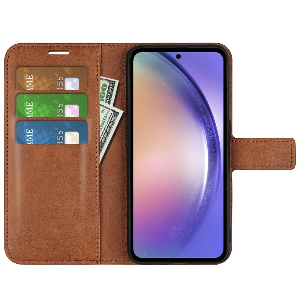 Geldbeutel ähnlichen Stil, Lederhülle für Samsung Galaxy A55 - Hellbraun
