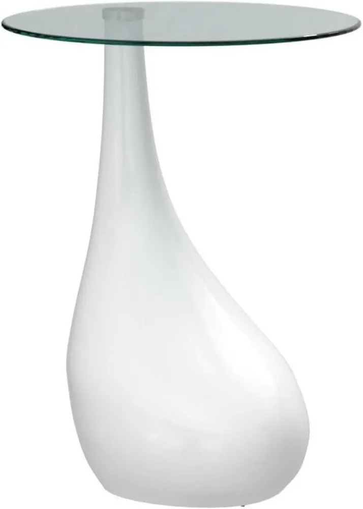 GOLDFAN Beistelltisch Rund Glas Hochglanz Weiß 42x42x55cm