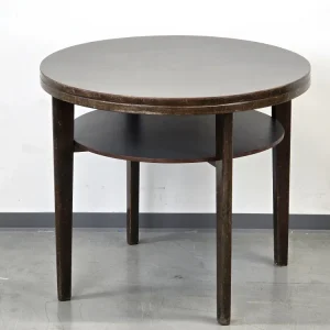 HALABALA BEISTELLTISCH Art Déco Couchtisch 40er Jahre Vintage Holz Rund Schwarz