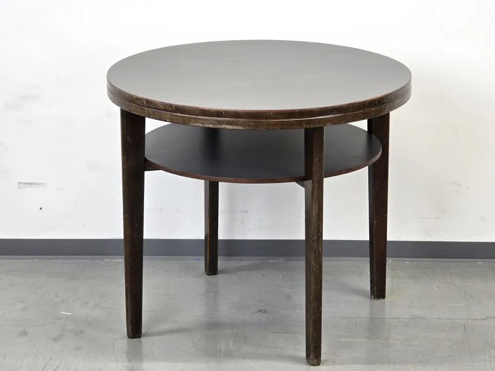 HALABALA BEISTELLTISCH Art Déco Couchtisch 40er Jahre Vintage Holz Rund Schwarz