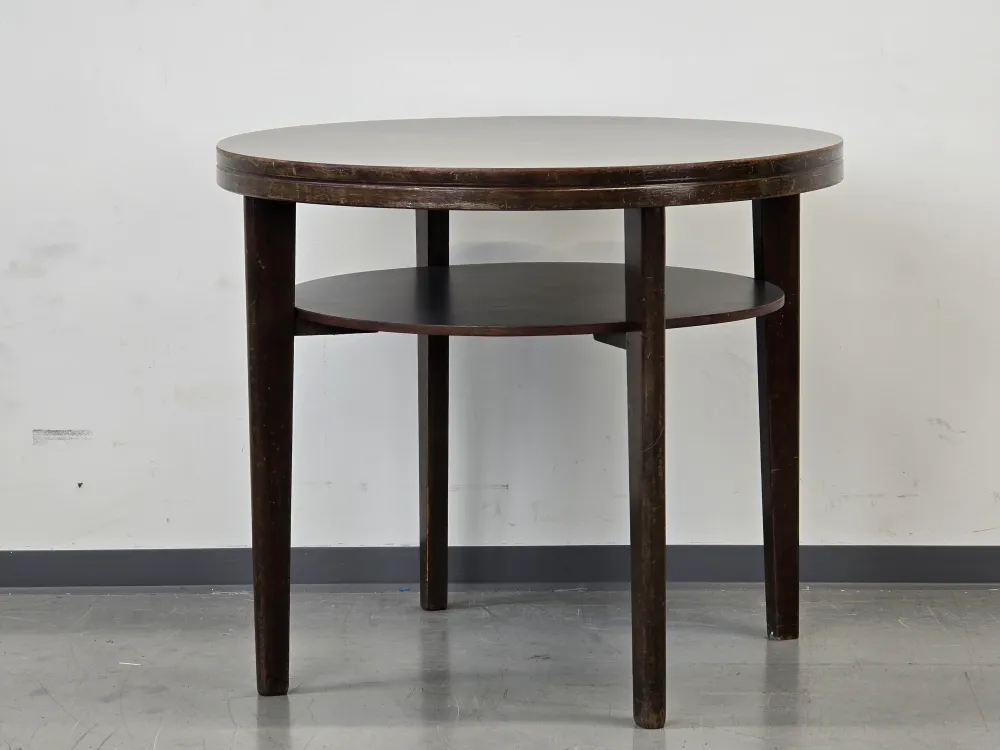 HALABALA BEISTELLTISCH Art Déco Couchtisch 40er Jahre Vintage Holz Rund Schwarz