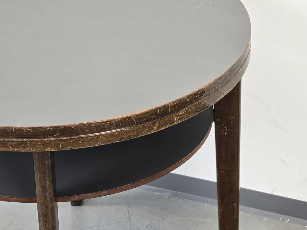 HALABALA BEISTELLTISCH Art Déco Couchtisch 40er Jahre Vintage Holz Rund Schwarz