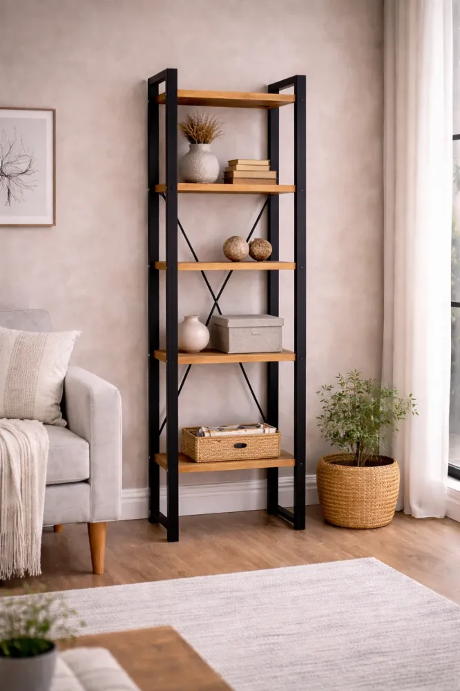 Highboard Britt offen aus Mangoholz 200cm - Hellbraun