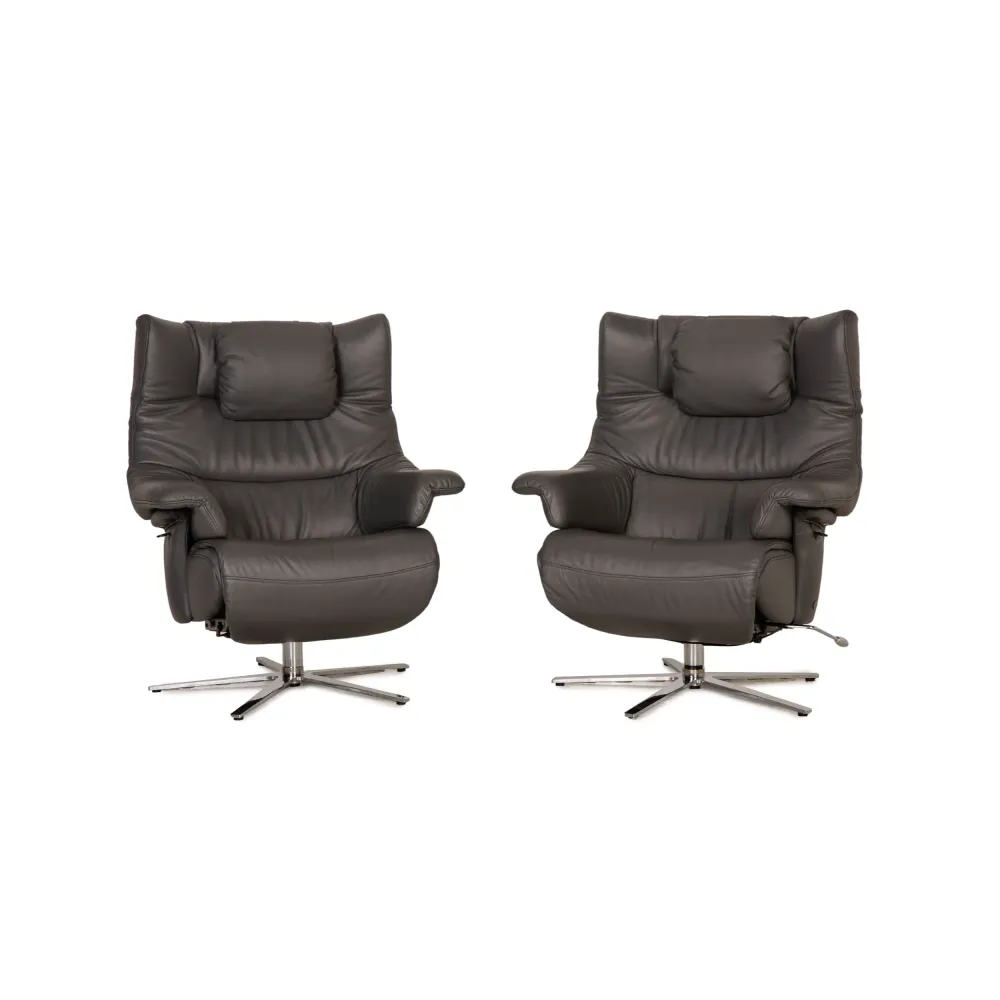 Himolla Cosyform Leder Sessel Garnitur Grau Funktion Relaxfunktion