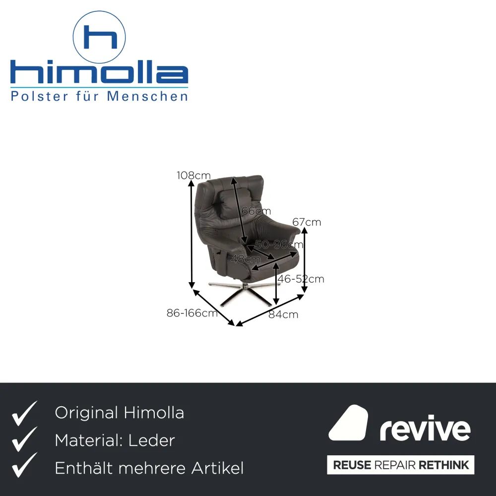 Himolla Cosyform Leder Sessel Garnitur Grau Funktion Relaxfunktion