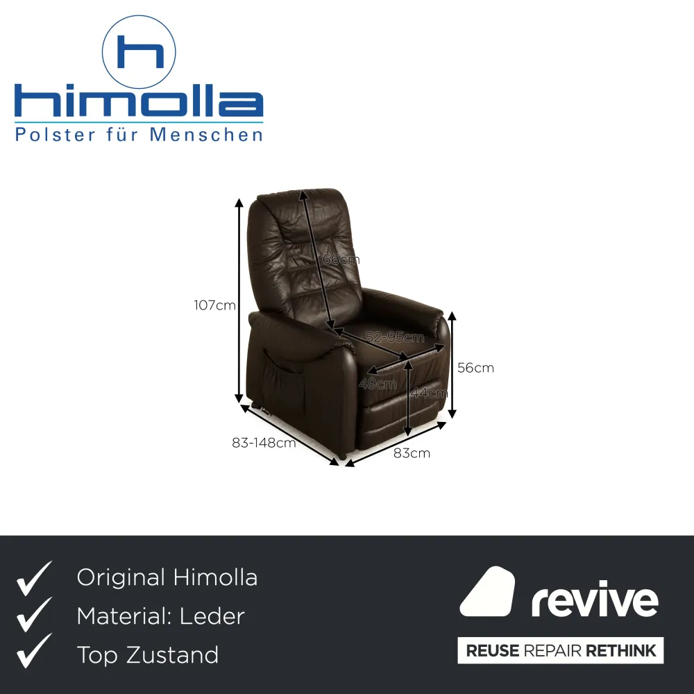 Himolla Cumulus Leder Sessel Dunkelbraun elektrische Funktion Aufstehfunktion
