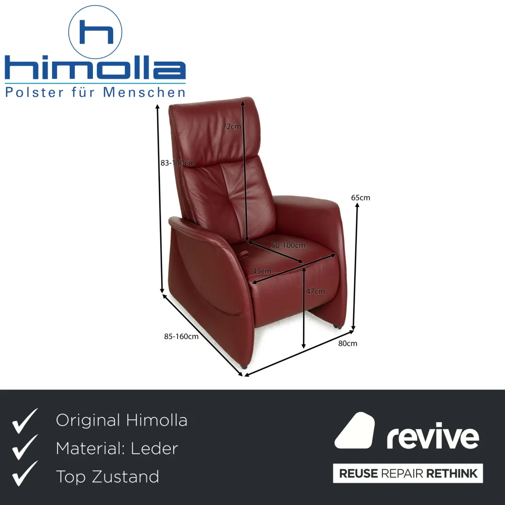 Himolla Cumuly Leder Sessel Rot manuelle Funktion Relaxfunktion