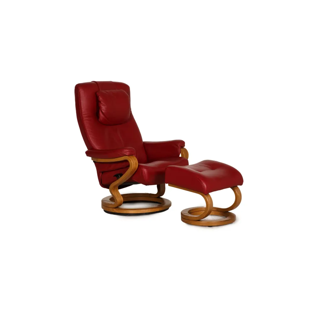Himolla Leder Sessel Rot inkl. Hocker Funktion Relaxfunktion