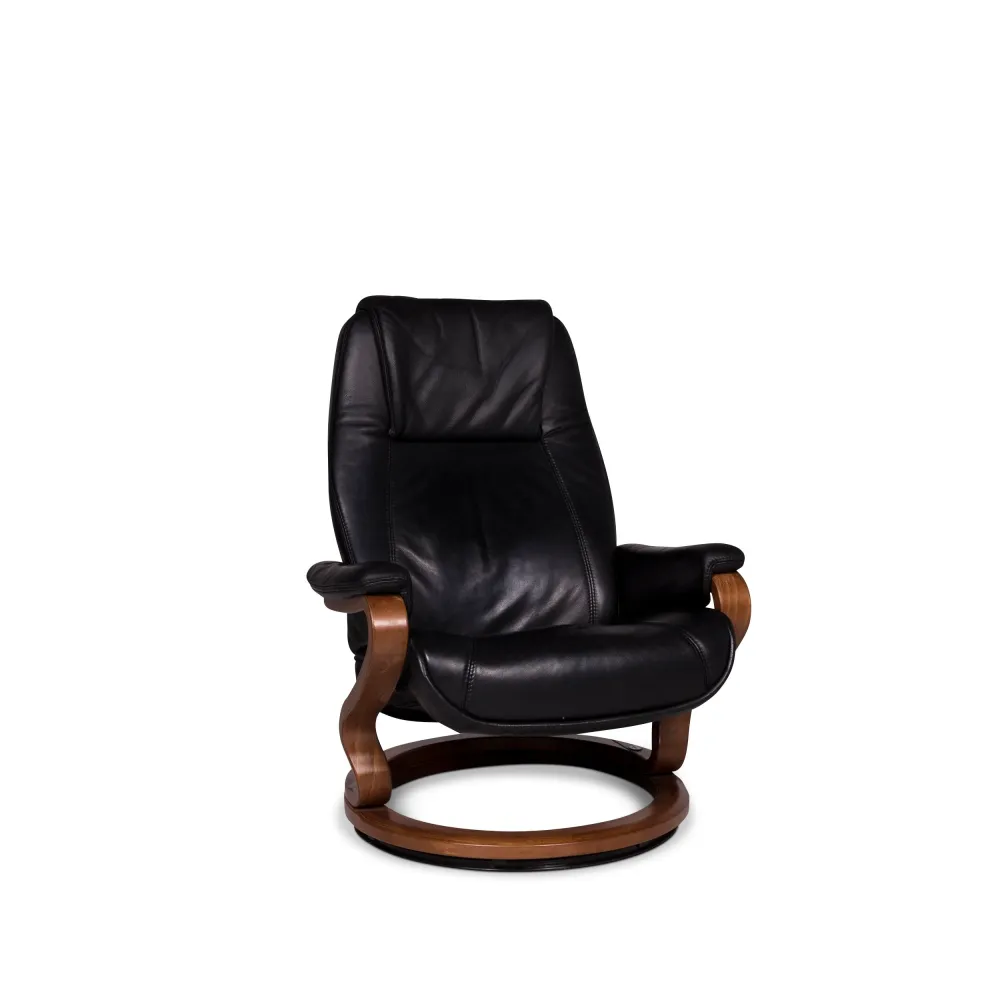 Himolla Leder Sessel Schwarz Holz Relax Funktion #9800