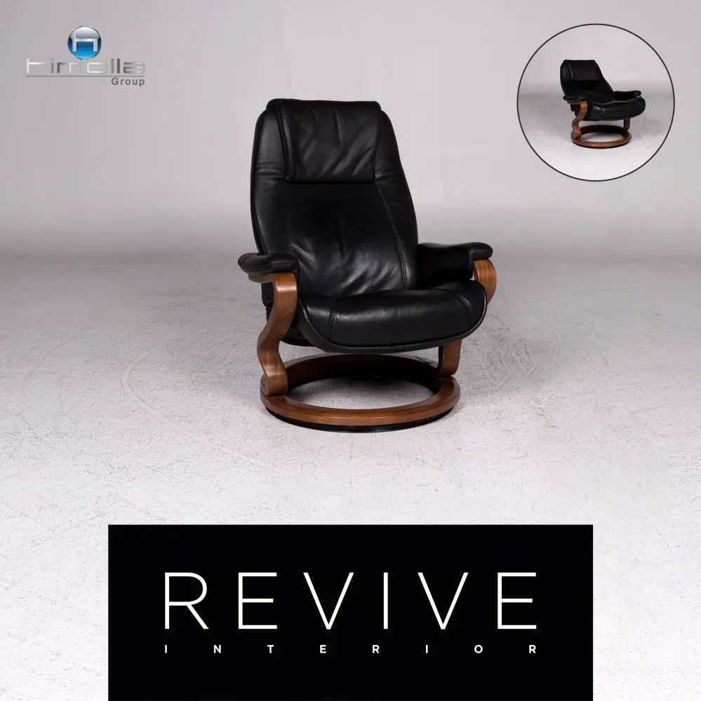 Himolla Leder Sessel Schwarz Holz Relax Funktion #9800