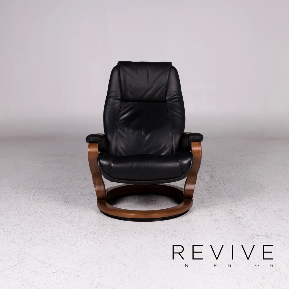 Himolla Leder Sessel Schwarz Holz Relax Funktion #9800