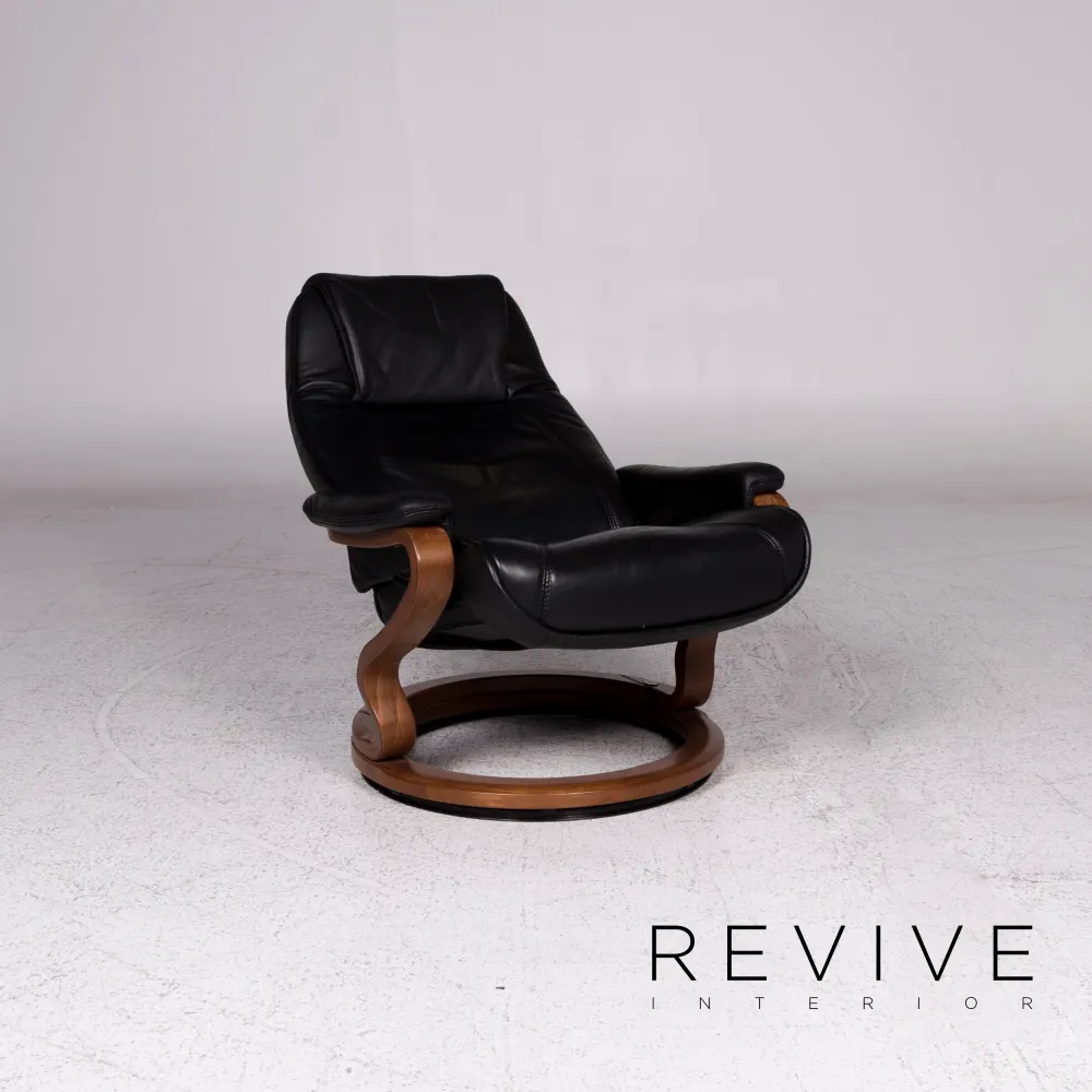 Himolla Leder Sessel Schwarz Holz Relax Funktion #9800