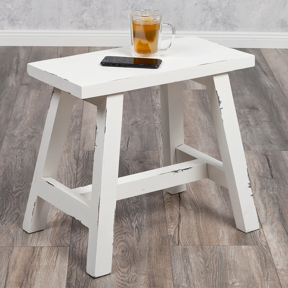 Hocker HAJER ca. L50cm Antik-Weiß Bootsholz Beistelltisch