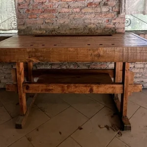Hoher Konsolentisch für Möbel im rustikalen / ländlichen Bauernstil aus Massivholz, 4 Schubladen und offenes Regal, Modell...