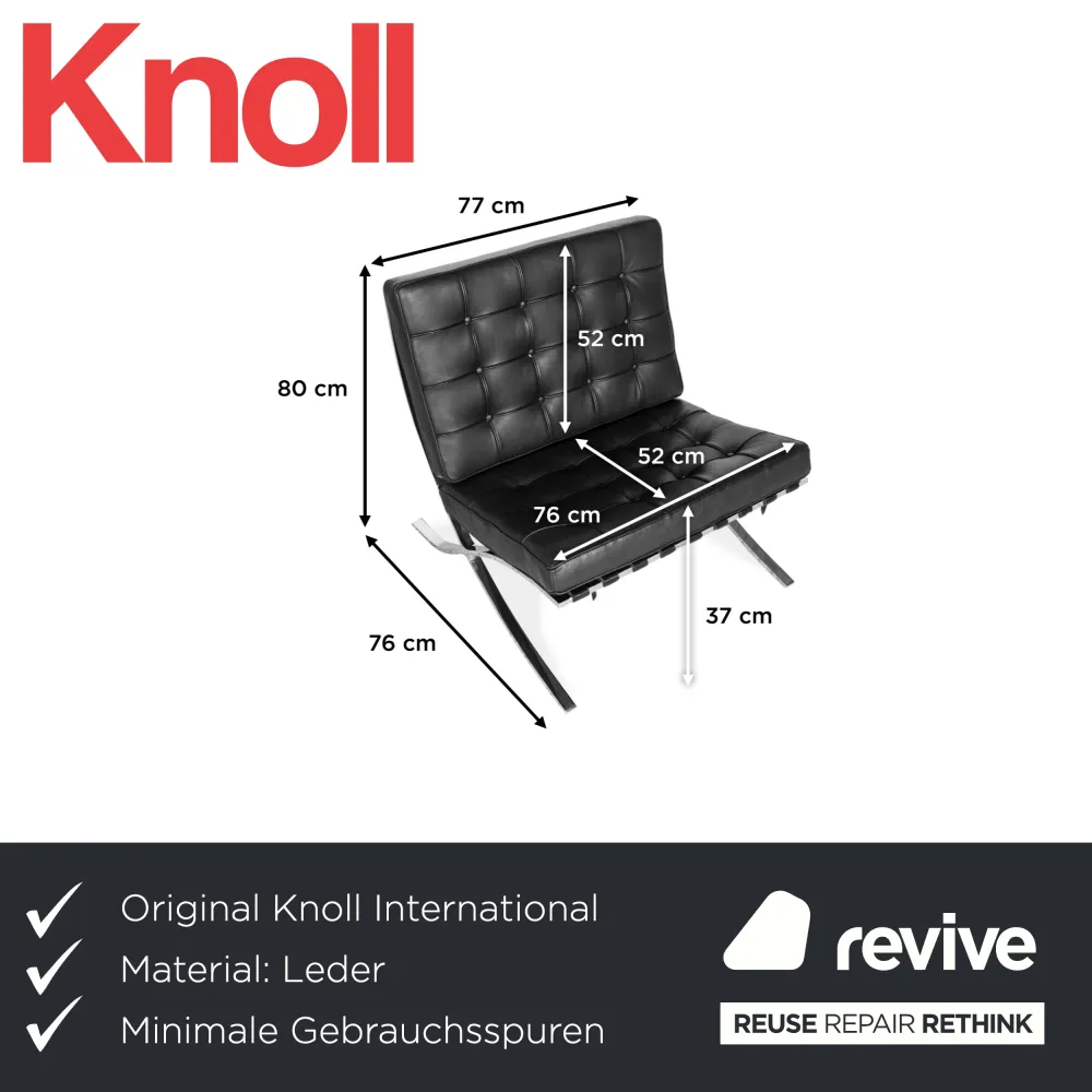 Knoll International Barcelona Leder Sessel Schwarz Bauhaus