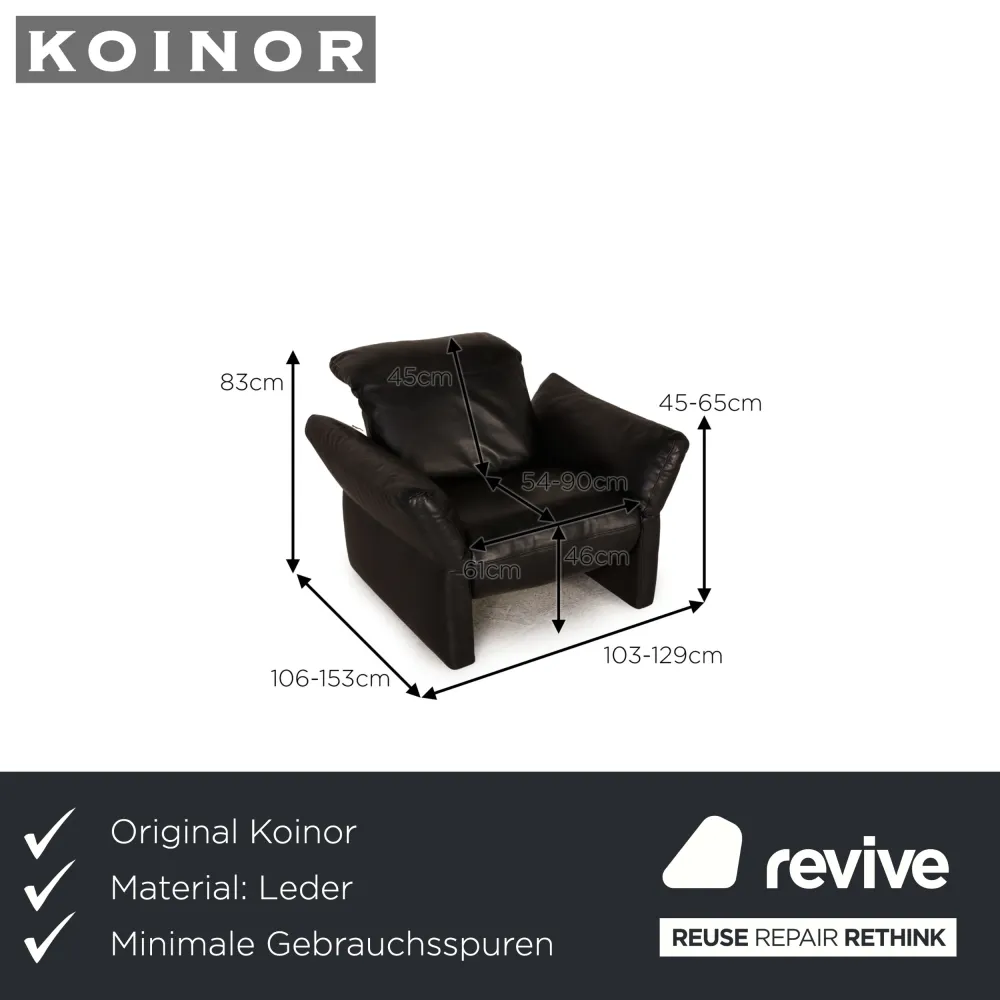 Koinor Elena Leder Sessel Schwarz Funktion