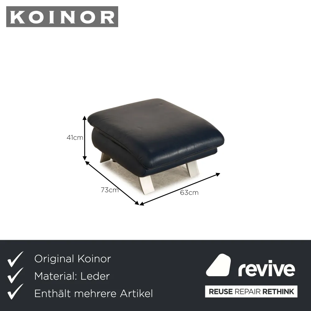 Koinor Rossini Leder Sessel Garnitur Blau Sessel Hocker manuelle Funktion