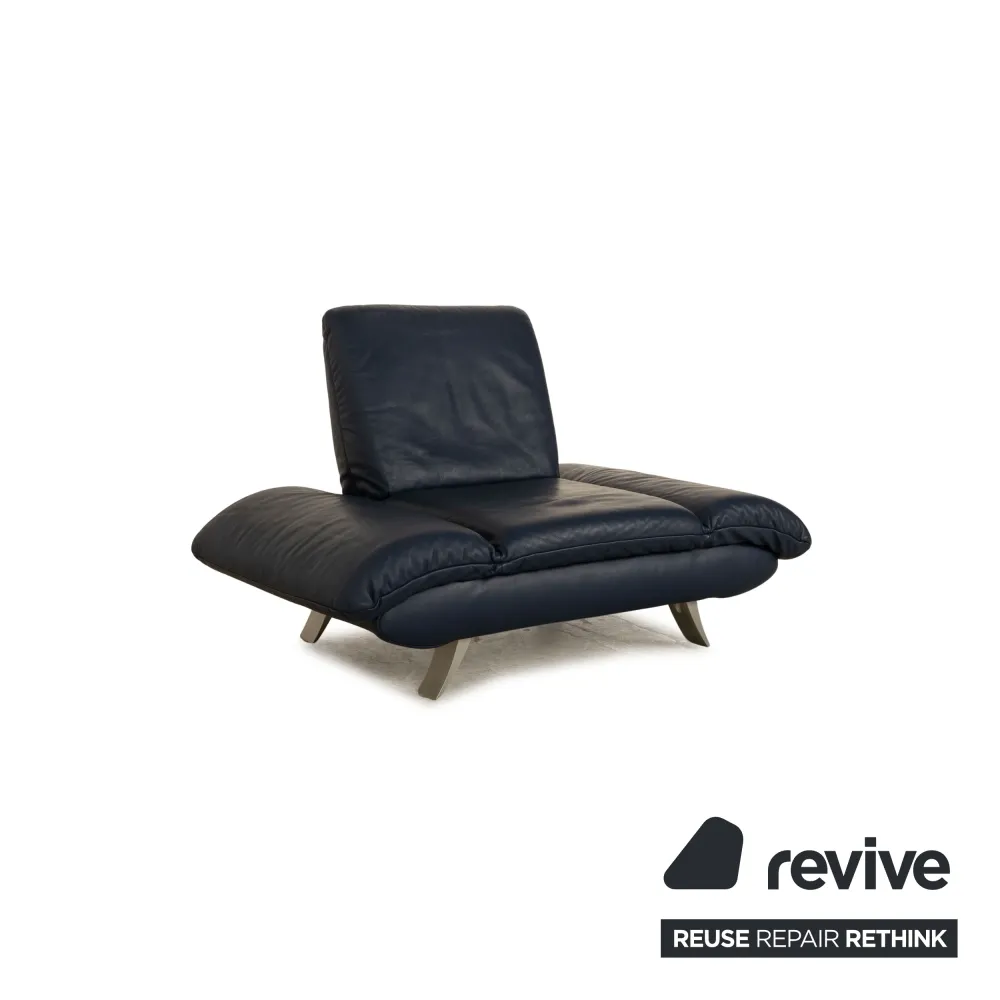 Koinor Rossini Leder Sessel Garnitur Blau Sessel Hocker manuelle Funktion