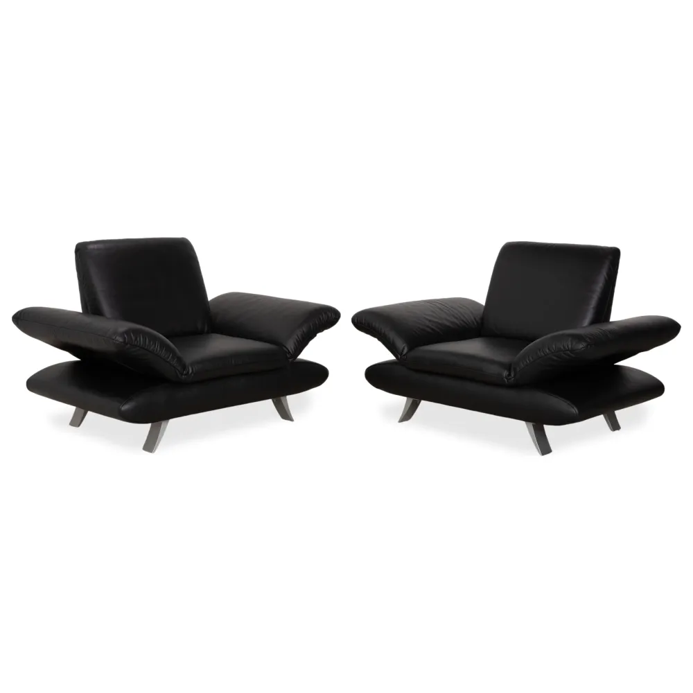 Koinor Rossini Leder Sessel Garnitur Schwarz manuelle Funktion