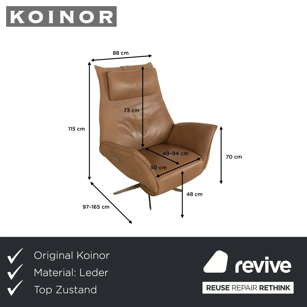 Koinor Safira Leder Sessel Beige Camel elektr. Funktion Akku