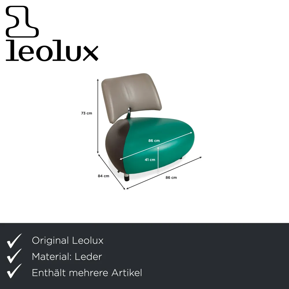 Leolux Pallone Leder Sessel Hocker Grün Dunkelgrau Taupe