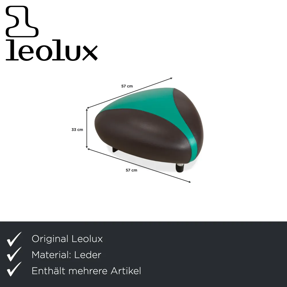 Leolux Pallone Leder Sessel Hocker Grün Dunkelgrau Taupe
