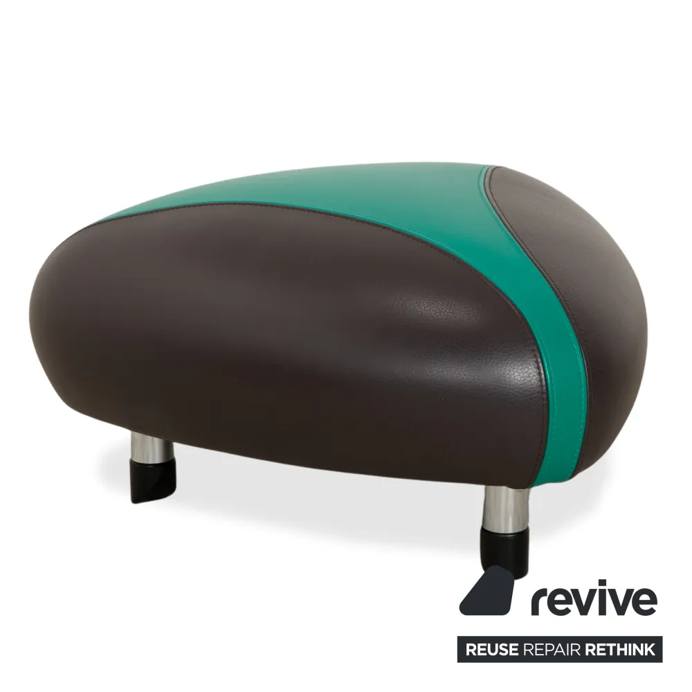 Leolux Pallone Leder Sessel Hocker Grün Dunkelgrau Taupe