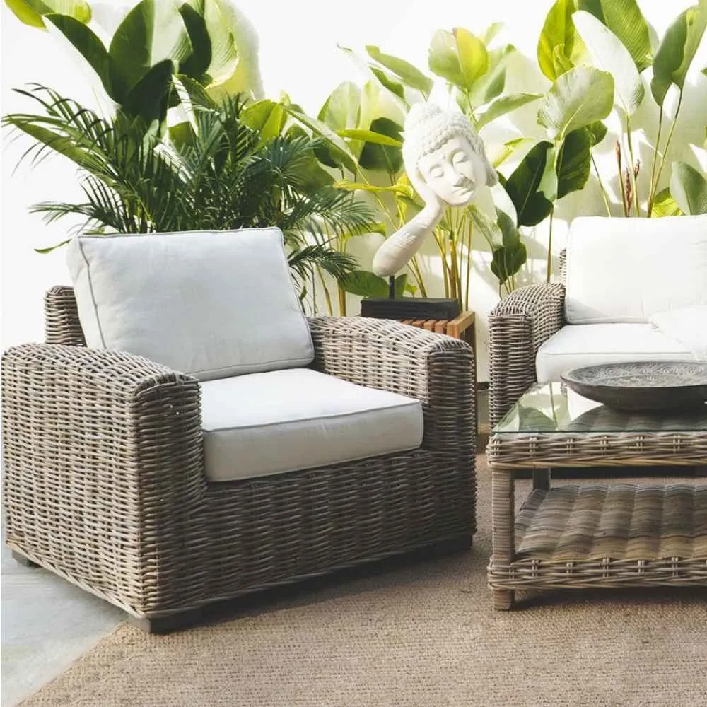 Lounge Sessel LIVING Rattan Kubu Grey ca. B90cm