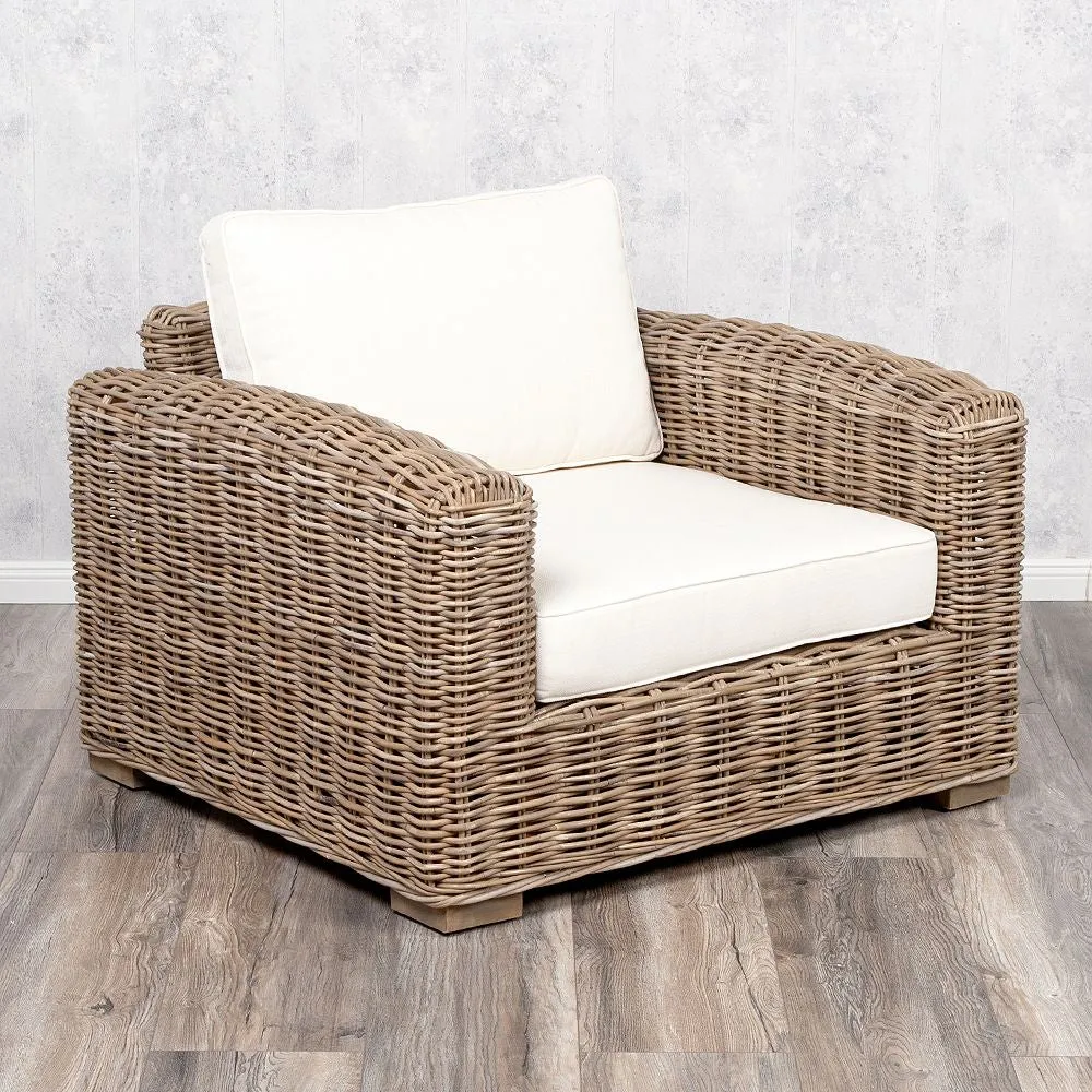 Lounge Sessel LIVING Rattan Kubu Grey ca. B90cm