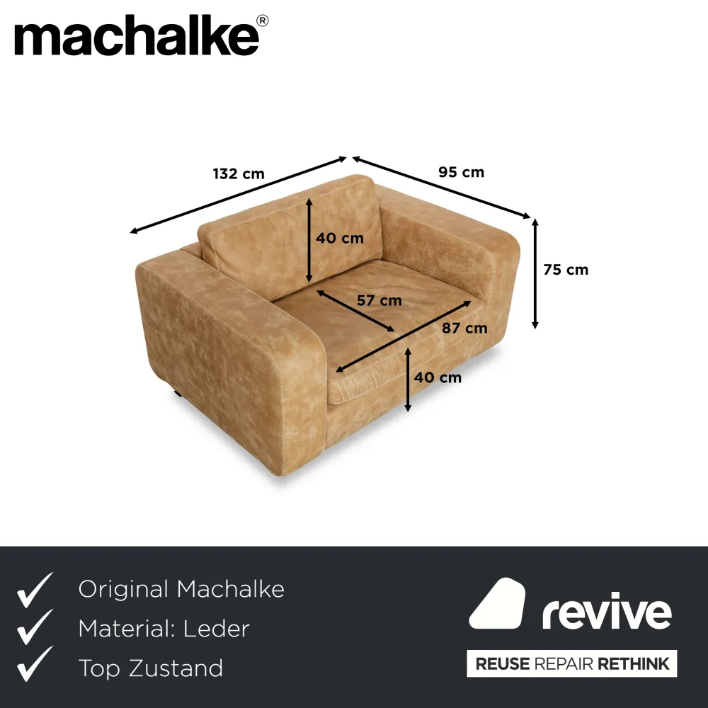 Machalke Valentino Leder Sessel Braun Beige