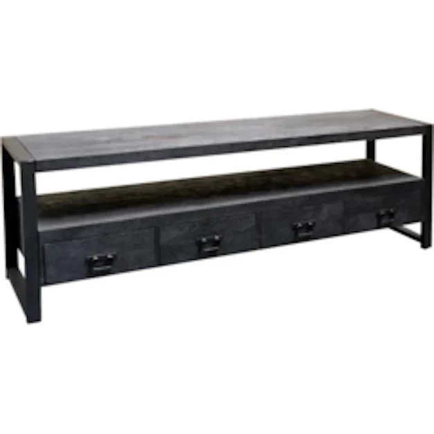 Mangoholz TV-Möbel Fresno Schwarz 180 cm Mahom