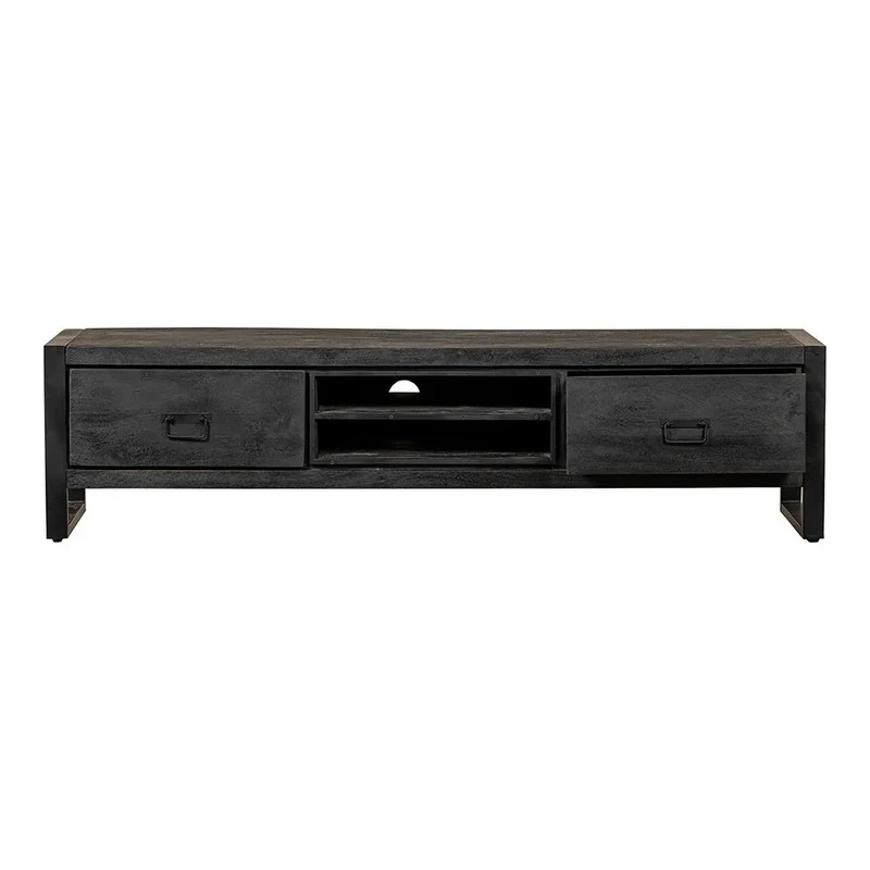 Mangoholz TV-Möbel Stockton Schwarz 180 cm Mahom