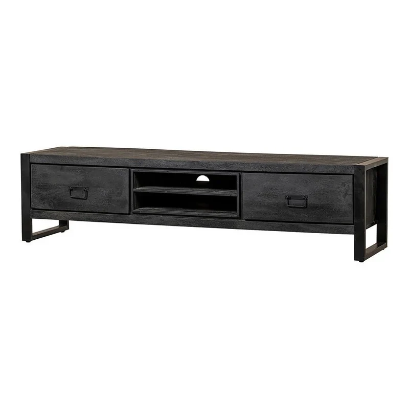 Mangoholz TV-Möbel Stockton Schwarz 180 cm Mahom