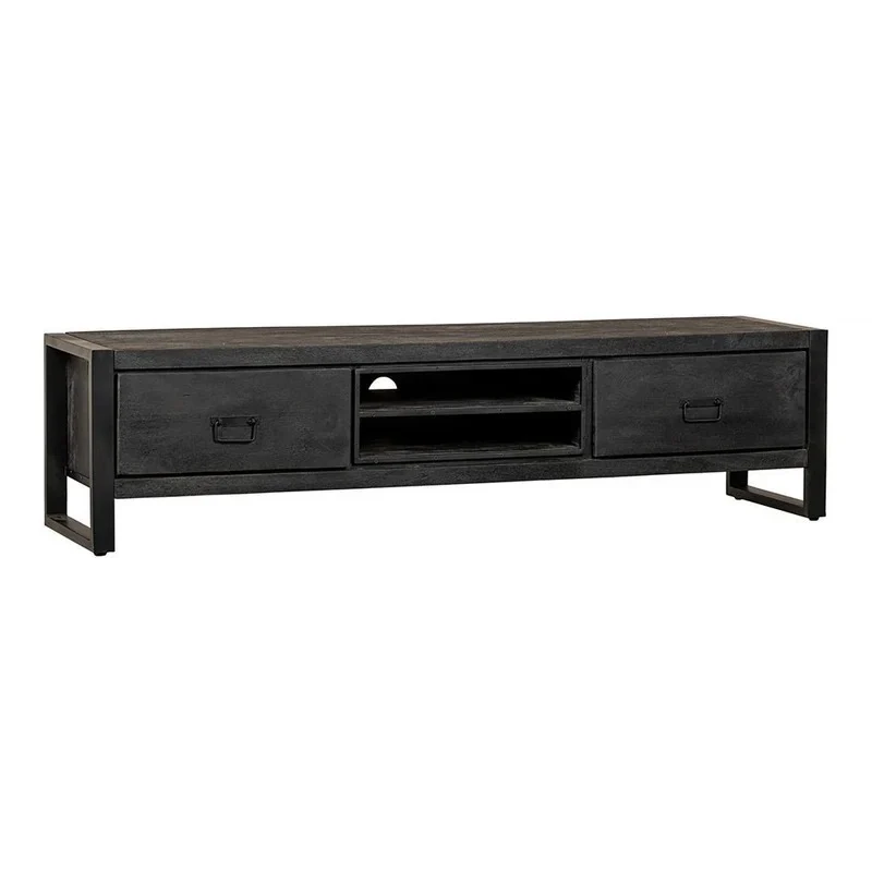 Mangoholz TV-Möbel Stockton Schwarz 180 cm Mahom