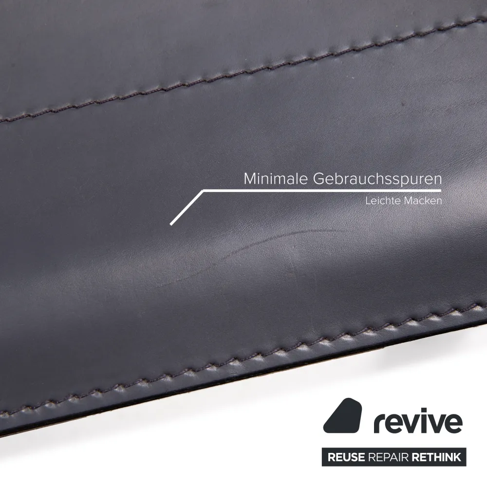 Matteo Grassi Leder Stuhl Schwarz Vintage Sessel