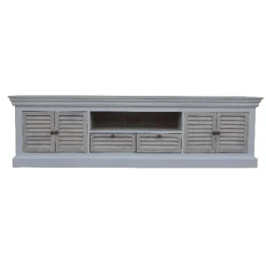 TV Möbel Mangoholz mit 4 Türen, 2 Schubladen und 2 offenen Fächern 190x40x54cm