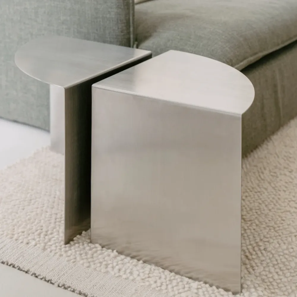 Meru Beistelltisch – 40 cm – Gebürsteter Stahl