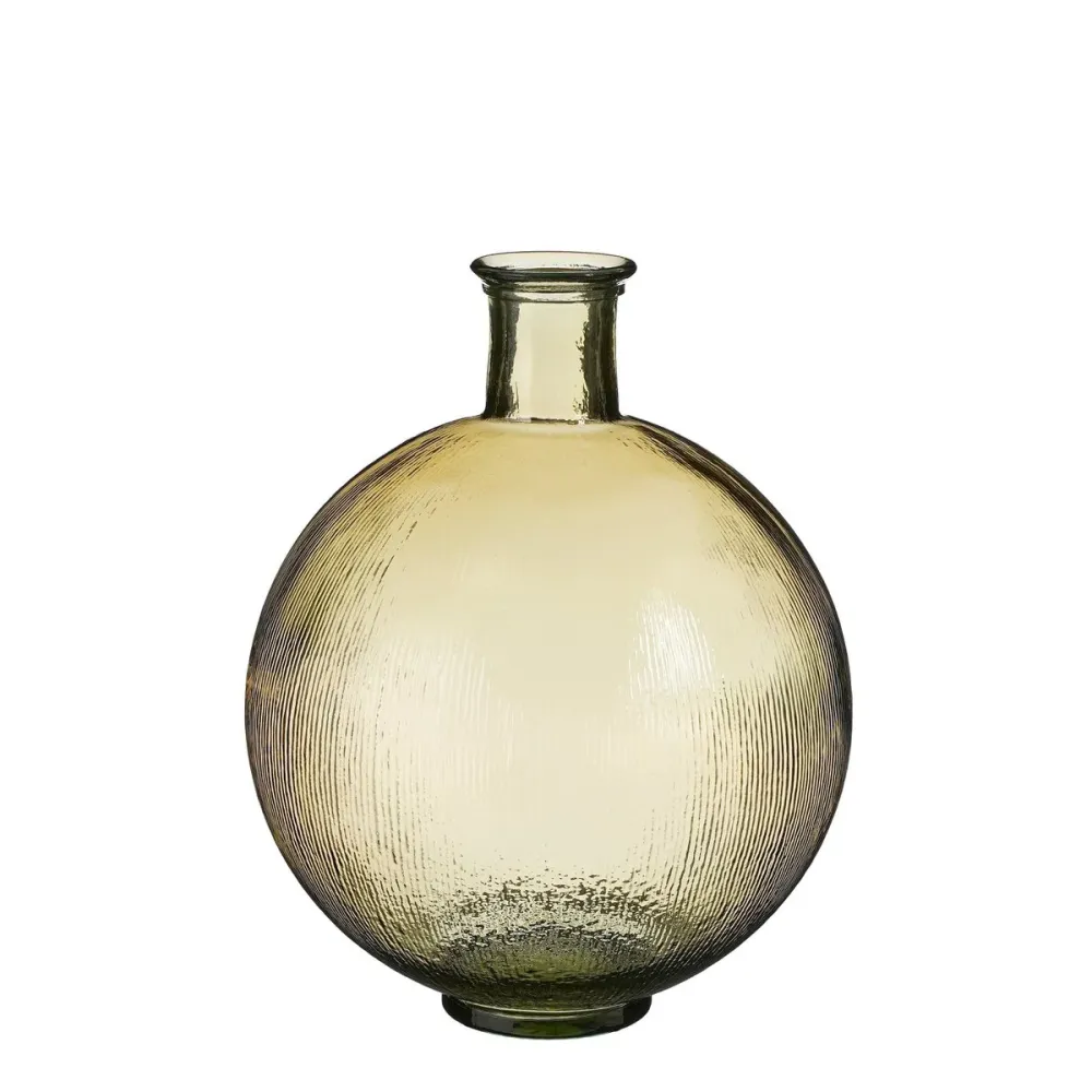 Mica Decorations - Firenza Flaschenvase - H42 x Ø34 cm - Recyceltes Glas - Hellbraun