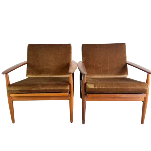 2x Midcentury Sessel easy chair braun Vintage 1960s Lounge Stuhl