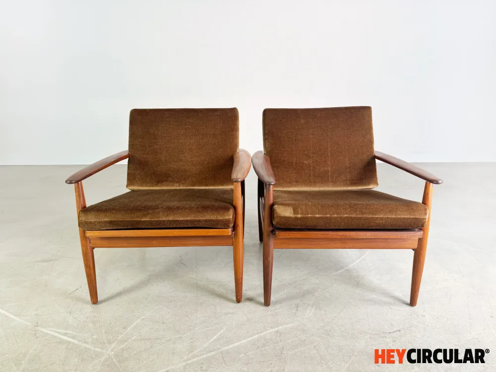 2x Midcentury Sessel easy chair braun Vintage 1960s Lounge Stuhl